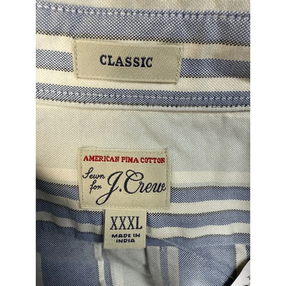 NWT J. Crew American Pima Cotton Striped Short Sleeve Button Down Shirt Men XXXL